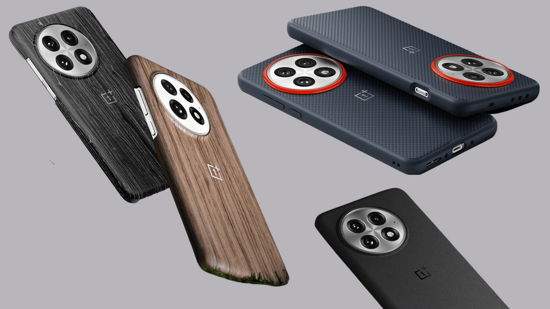 Four new official OnePlus 13 magnetic cases displayed together.
